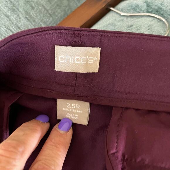 Chico's slacks trousers pants women's 14 purple eggplant straight leg work wear - Picture 8 of 14